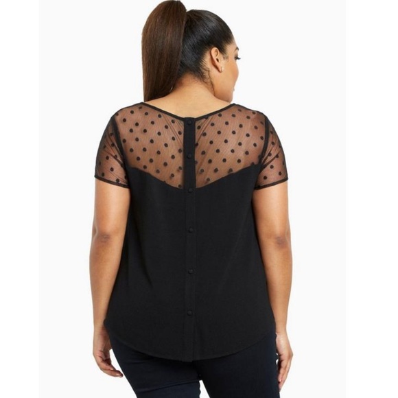 EUC | Torrid | Polka Dot Mesh Inset Top | Size 10 (M/L) - Picture 2 of 5